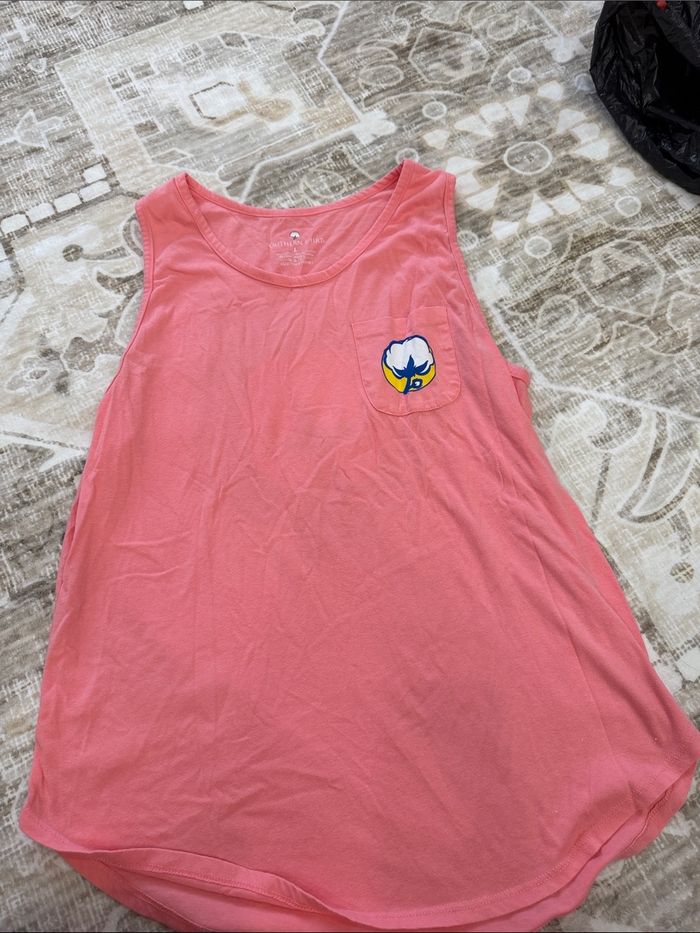 The Southern Shirt Company Pink Cotton Tank with Pocket Graphic